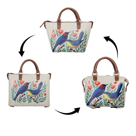 Printed Leather 3-in-1 Convertible Top Handle Crossbody Bag for Women- Daily Use - Picture 2 of 16